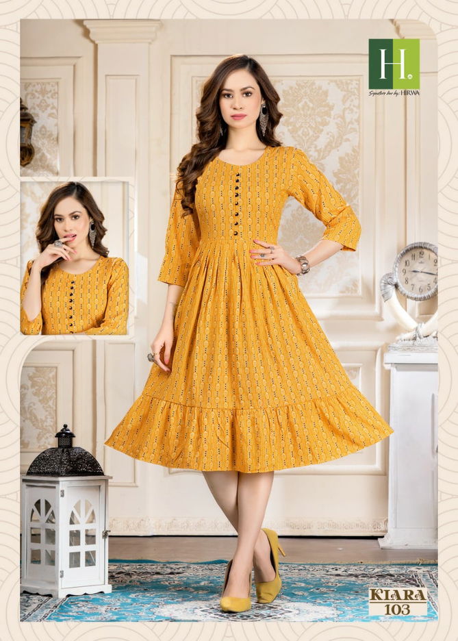 Hirwa Kiara Regular Wear Wholesale Printed  Designer Kurtis
